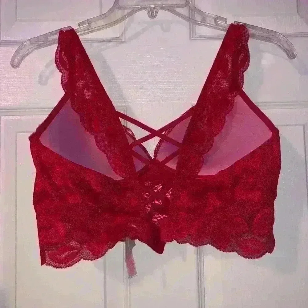 Victoria’s Secret Red Lace Push Up Bralette size M - Picture 2 of 9